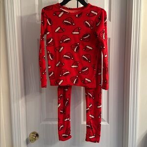 Cat & Jack Cozy Black and Red Santa Hat Pajama Set